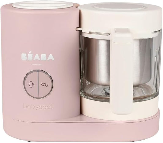 BEABA Babycook NEO Baby Food Maker, Borosilicate Glass & Stainless Steel, 42 oz. Capacity for Multi-Stage Use, Inventor & Global Leader of Baby Food Processors, Trusted for over 35 years, Cotton Candy