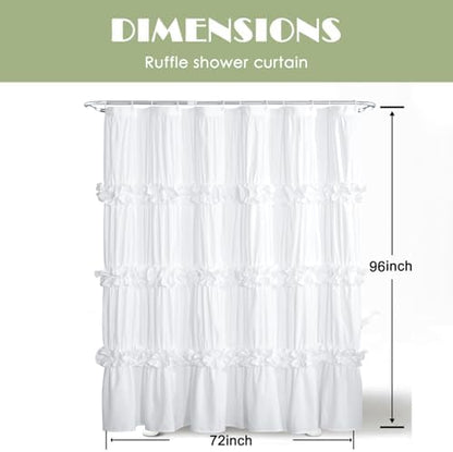 Homechoice Decor Victorian White Ruffle Shower Curtain 72" W x 96" H