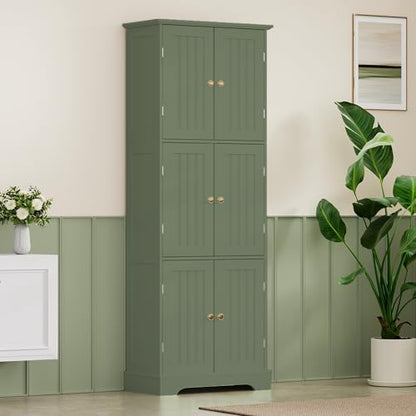 ChooChoo 63.2" Tall Bathroom Storage Cabinet with 6 Doors