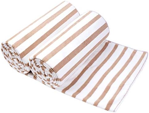 JML Beach Towels Set of 2, 30" x 60", Cabana Stripe Coffee
