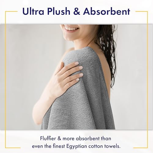 Alusa Home 100% Organic Luxury Bath Sheets - GOTS Certified - Extra Large 35x70 Inches (Pack of 2) Zero-Twist, Long-Staple Cotton Bath Sheet Set (Pewter Grey)