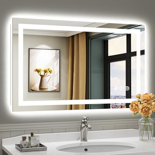 Briivue 40x24 Inch LED Bathroom Mirror with Lights, Backlit & Front Lit