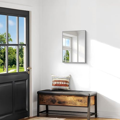 BONEWEI Silver Bathroom Mirror,20x24 inch Wall Mirror for Bathroom Wall Mounted,Rectangle Mirror for Bathroom Over Sink,Modern Metal Frame for Living Room,Bedroom Entryway,Horizontal/Vertical