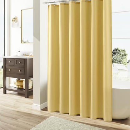 Naturoom Linen Shower Curtain 96 Inch Long for Bathroom Yellow 1 Panel