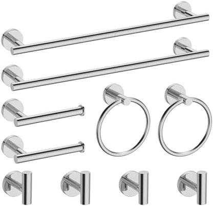 Newfun 10-Pieces Polished Chrome Bathroom Hardware Set 24 Inch