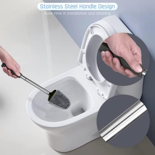 Sellemer Silicone Toilet Brush, Ventilation Slots Base Holder 1 Pack, Black