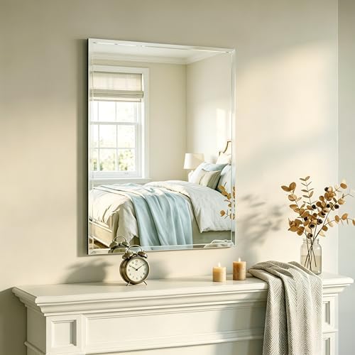 24x32 Inch Bathroom Mirrors for Over Sink, Frameless Mirrors for Wall