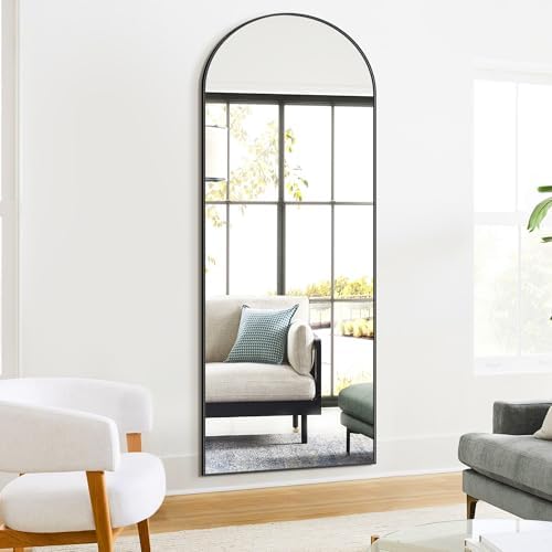 Arched Full Length Mirror, 70"x24" Standing Body Mirror for Wall, Black