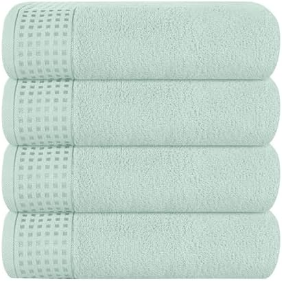 GLAMBURG Ultra Soft 4 Pack Oversized Bath Towel Set 27x54 inches, 100% Cotton Bath Towels, Highly Absorbant Compact Quickdry & Lightweight Towel, Ideal for Gym Travel Camp Pool - Sea Green