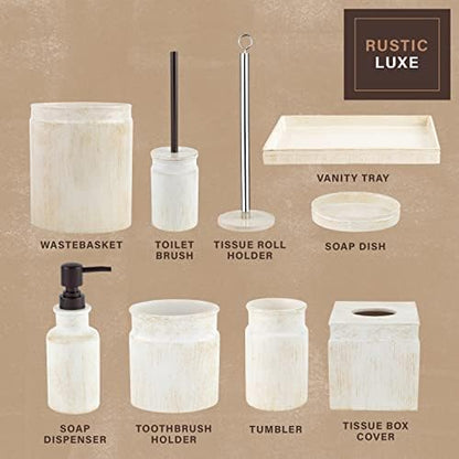 Creative Scents Rustic Luxe Beige 4 Piece Bathroom Accessories Set