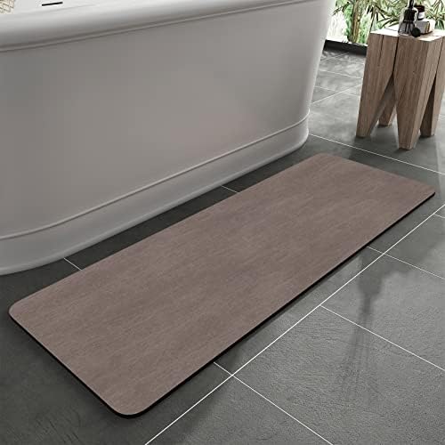 MontVoo -Bath Mat Rug-Rubber Backing Non Slip Quick Dry Absorbent Thin Bathroom Rugs Fit Under Door-Faux Suede Surface Bathroom Floor Mats-Shower Rug for in Front of Bathtub Shower Brown 24"x48"