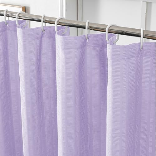 Aiyufeng Light Purple Shower Curtain for Bathroom, Embossed Textured Fabric Shower Curtain for Bathroom - Soft Cloth & Hotel Spa, Machine Washable, 72X72, Light Purple
