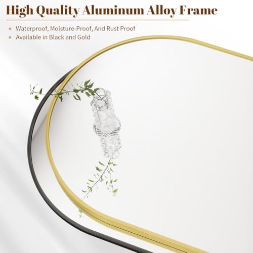 BEAUTYPEAK 31"x32" Arch Bathroom Wall Mirror, Gold