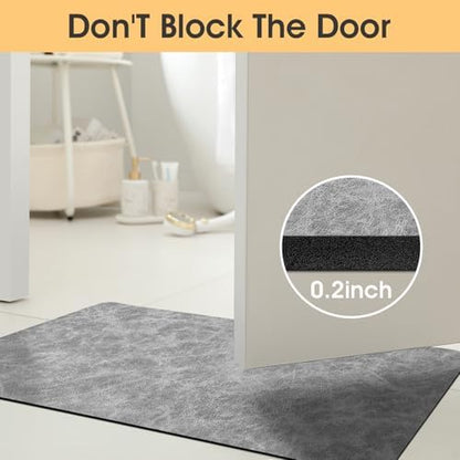 ACCUMTEK Non Slip Bath Mat, Thin Bathroom Rugs Fit Under Door, Quick Dry Bath Mats, Machine Washable Bath Rugs for Bathroom, Bathtub & Kitchen, Bathtub, Light Gray/Crackle/32 x20