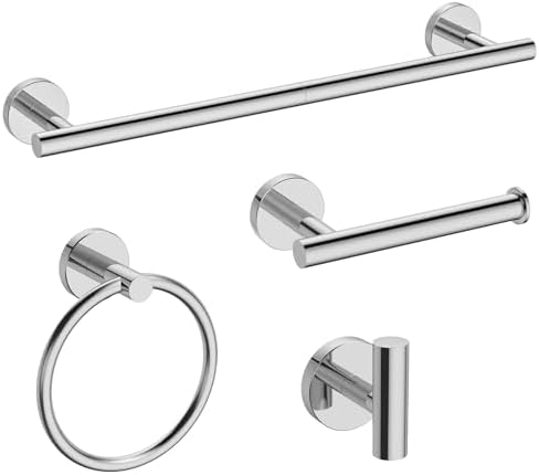 USHOWER 4PCS Polished Chrome Bathroom Accessories Set,18-Inch Towel Bar Set