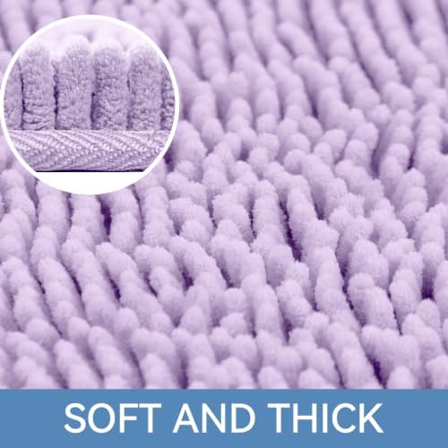 Bcoimo 48x30 Chenille Bath Mat – Non-Slip with Backing Bath Rug Ultra-Absorbent and Machine Washable Bathroom Mat Quick-Dry Design. Ideal for Bathroom Shower and Tub Areas