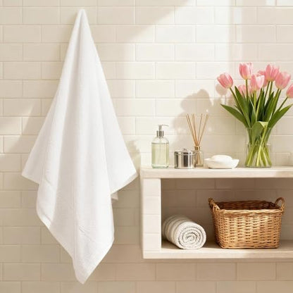 COZYART Bath Towel Set 6 PCS, Luxury White 100% Turkish Cotton 650GSM