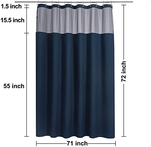 N&Y HOME Waffle Weave Shower Curtain with Snap-in Liner Set Navy, 71x72