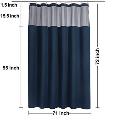 N&Y HOME Waffle Weave Shower Curtain with Snap-in Liner Set Navy, 71x72