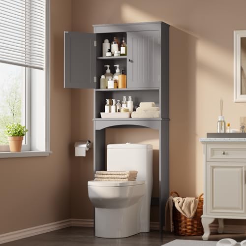 Gizoon Over the Toilet Storage Cabinet with Adjustable Shelf, Grey