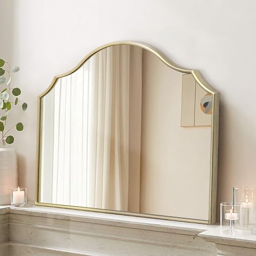 Besdomus Gold Wooden Vanity Mirror: 32"x24" Bathroom Mirrors for Over Sink