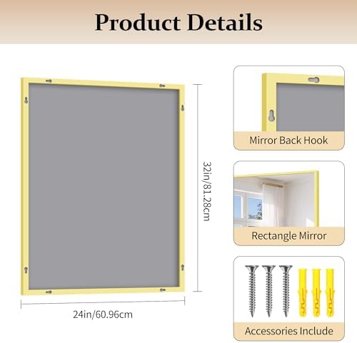 COFENY Gold Bathroom Mirror for Wall, 24x32 Inch Rectangle Mirror with Metal Frame, Modern Vanity Mirrors for Bathroom Living Room, Entryway Hangs Horizontal or Vertical
