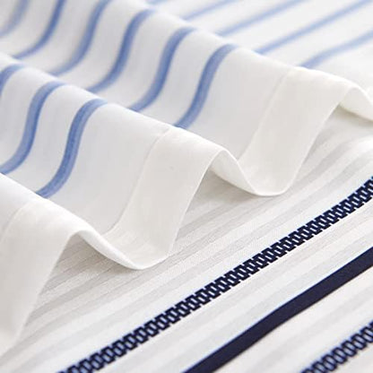 jinchan Navy Blue and White Shower Curtain for Bathroom Modern Farmhouse Striped Waterproof Fabric Shower Curtain Set with 12 Hooks Machine Washable 70x72 Inches