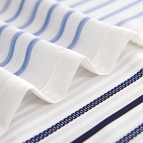 jinchan Small Stall Shower Curtain 48x72 inches Navy Blue and White Modern Farmhouse Striped Waterproof Fabric Shower Curtains for Bathroom with 7 Hooks Machine Washable