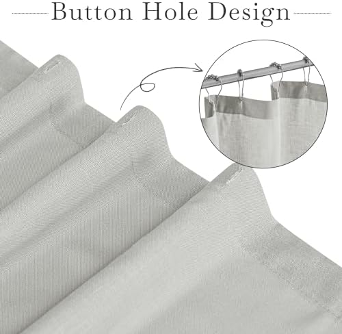 KGORGE Linen Blend Semi-Sheer Shower Curtains Grey for Bathroom