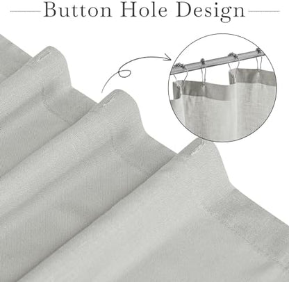 KGORGE Linen Blend Semi-Sheer Shower Curtains Grey for Bathroom