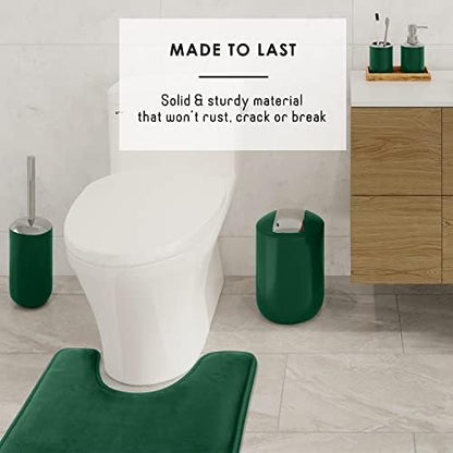 Clara Clark Bathroom Set - Green Bathroom Accessories Set, 20PC Bathroom Accessory Set, Shower Curtain Set with Liner, Toothbrush Holder, Soap Dispenser, Soap Dish, Toilet Brush Holder, and Trash Can