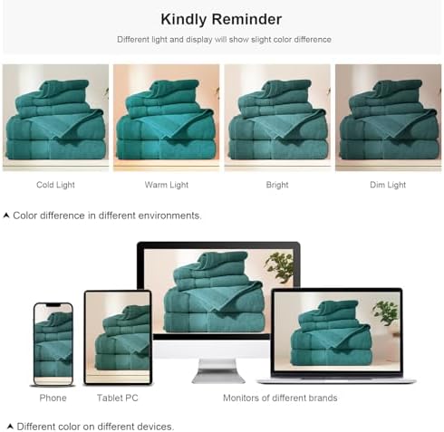COZYART Bath Towel Set 6 PCS, Luxury 100% Turkish Cotton 650GSM Ultra Soft