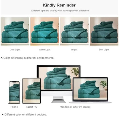 COZYART Bath Towel Set 6 PCS, Luxury 100% Turkish Cotton 650GSM Ultra Soft