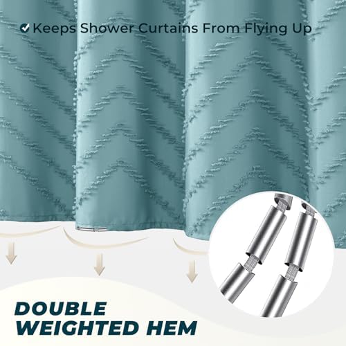 Teal Boho Fabric Shower Curtain 72 x 84 Inches