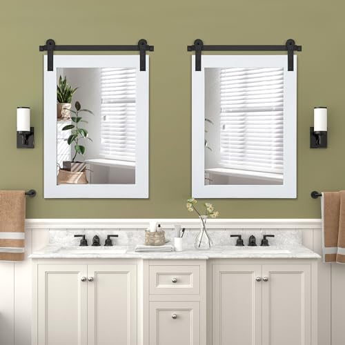 COGOOD Farmhouse Bathroom Mirrors for Over Sink - 30 x 22 Pure White