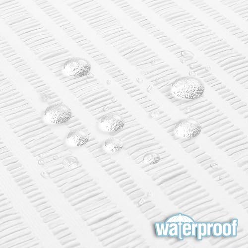 Aiyufeng Moga White Fabric Shower Curtain 78 Inch Long for Bathroom