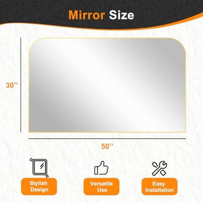 Delma 30"x50" Gold Metal Framed Bathroom Mirror for Over Sink