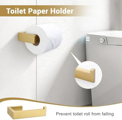 Lairuier Brushed Gold Bathroom Accessories, 23.6 inches Towel Bar Set
