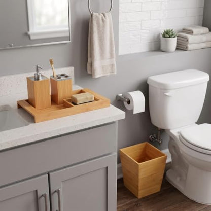 Lavish Home Bathroom Decor Set, Natural, 5-Piece-Set