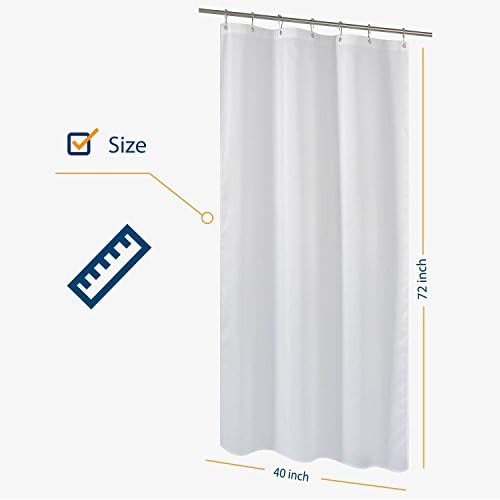 N&Y HOME Fabric Shower Curtain Liner 40 x 72 inches Bath Stall Size, White
