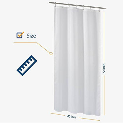 N&Y HOME Fabric Shower Curtain Liner 40 x 72 inches Bath Stall Size, White