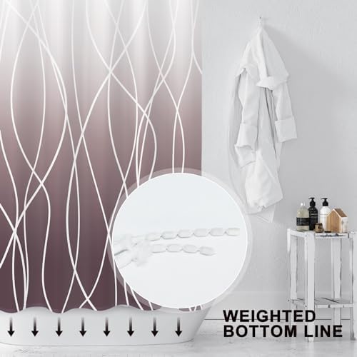 Striped Shower Curtain for Bathroom, Burgundy, 72" W x 72" L