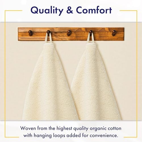 Alusa Home 100% Organic Zero-Twist Cotton Towels - GOTS Certified Luxury Bath Towels - Ultra Soft & Plush 700GSM Long-Staple Cotton - 6 Piece Towel Set (Papyrus)
