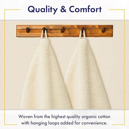 Alusa Home 100% Organic Zero-Twist Cotton Towels - GOTS Certified Luxury Bath Towels - Ultra Soft & Plush 700GSM Long-Staple Cotton - 6 Piece Towel Set (Papyrus)