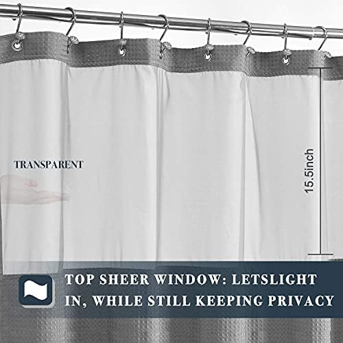 N&Y HOME Extra Long Waffle Shower Curtain with Snap-in Liner Gray, 71x84