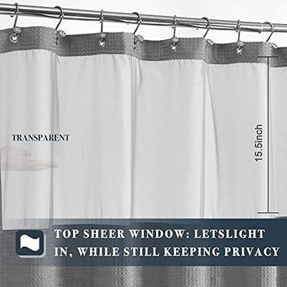 N&Y HOME Extra Long Waffle Shower Curtain with Snap-in Liner Gray, 71x84