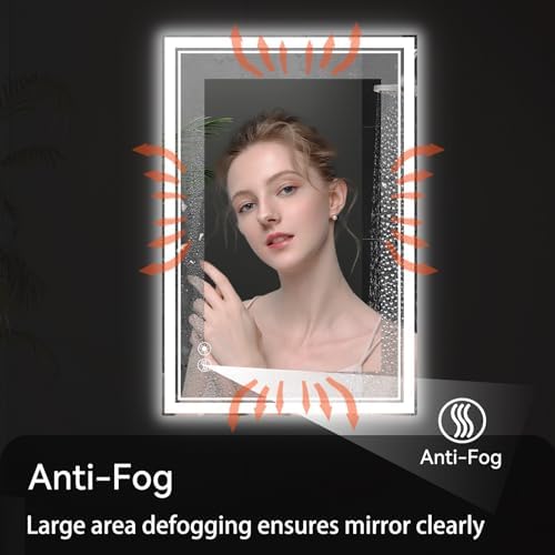 28“ x 36” LED Bathroom Mirror, Wall Vanity Mirror with Smart Anti-Fog