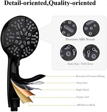 Matt Black Shower Head with Handheld Spray High Pressure-Multifunction Strong Flow Rain Massage Showerhead with Extra long Hose and Adjustable Overhead Holder – La Mejor Regaderas Modernas Para Ducha