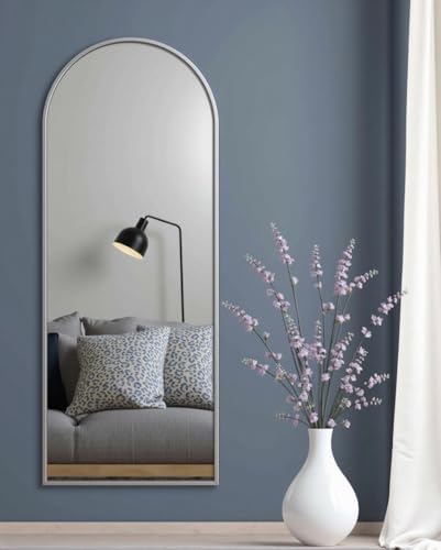 Dewfig Arched Full Length Mirror, 58"X18" Large Full Body Mirror, White