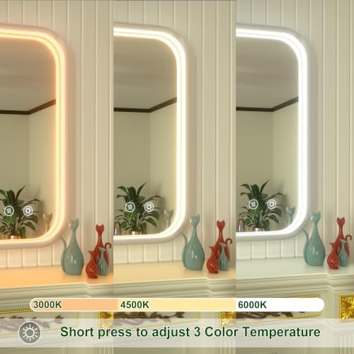 30"x30" Silver LED Bathroom Mirror with Lights,3000K/4500K/6000K